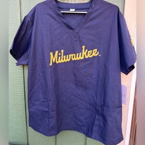 Milwaukee Brewers men’s scrub top